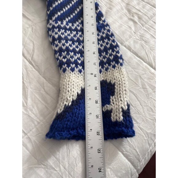 Piperlime Knit Fringe Sweater S Blue White Boho Poncho Style Pullover Festival - Picture 8 of 10